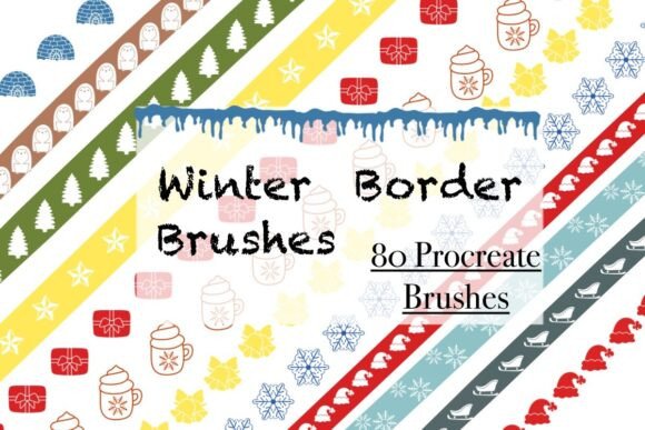 84 Winter Border Procreate Brush Set