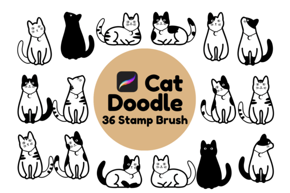 Cat Doodle: Elevating Digital Art with Sketch-Style Procreate Stamp Brushes