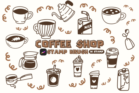Coffee Shop: A Sketch-Style Procreate Stamp Brush for Creative Projects