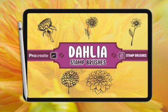 Dahlia Brush Stamp Set for Procreate