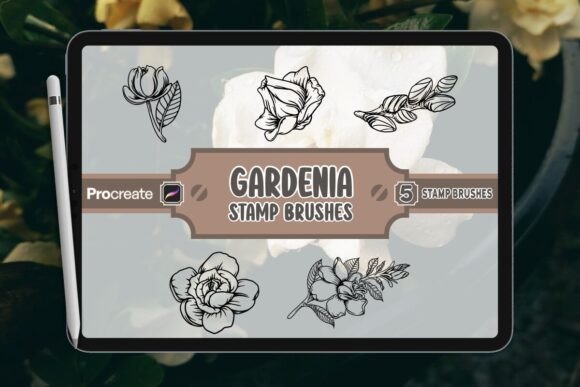 Gardenia Brush Stamp Set for Procreate