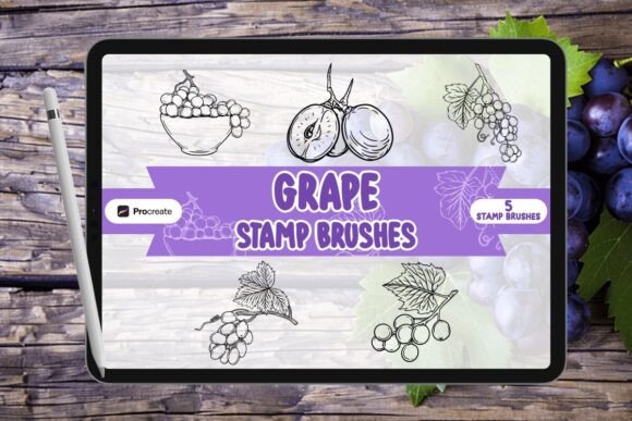 Grape Brush Stamp Set for Procreate