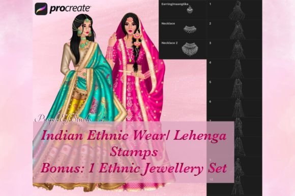 Indian Ethnic Lehenga Procreate Stamps