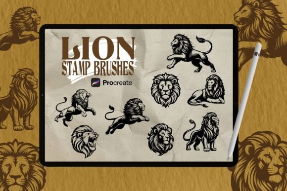 Lion Brush Stamp Set for Procreate