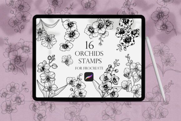 Orchid Flowers Procreate Stamp Guide