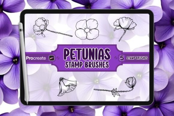 Petunias Brush Stamp Set for Procreate