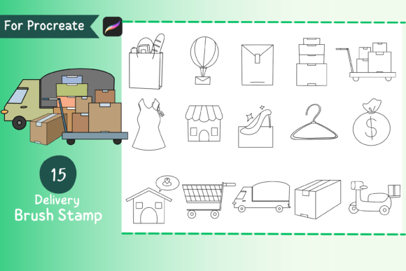 Procreate Brush Stamp Delivery: 15 Cute Doodles