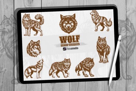 Wolf Brush Stamp Set for Procreate